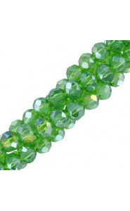 Faceted glass beads 3x2mm disc - Vineyard green-pearl shine coating
